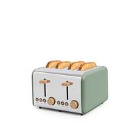 CREATE/TOAST RETRO DOUBLE/Grille-pain pour tranches larges vert sauge/Ramasse-miettes, 6 niveaux de puissance, thermostat, décongélation, réchauffage, 4 fentes, 1500W
