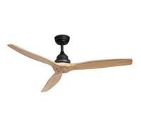 CREATE - Ventilateur de plafond 75W silencieux Ø132 cm, Noir_ Bois naturel_ Pas de lumière_ Télécommande - WIND WOOD