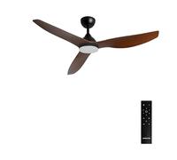 CREATE Wind Balance Ventilateur de plafond avec lumière noire effet bois foncé avec télécommande, 40 W, silencieux, Ø132 cm, 6 vitesses, fonction été/hiver