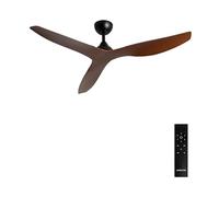 CREATE Wind Balance Ventilateur de plafond noir effet bois foncé avec télécommande, 40 W, silencieux, Ø132 cm, 6 vitesses, programmable, fonction été/hiver