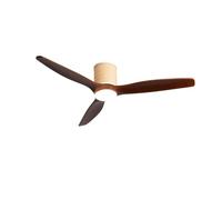 CREATE Wind Calm Custom RATTAN/Ventilateur de plafond avec lumière rotin clair, pales en bois foncé avec télécommande, 40 W, double lumière, Ø132 cm, lumière LED 3 températures, fonction été/hiver
