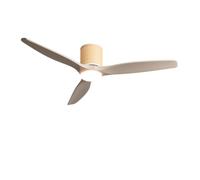 CREATE Wind Calm Custom RATTAN/Ventilateur de plafond avec lumière rotin clair, pales bois naturel sable avec télécommande, 40 W, double lumière, Ø132 cm, lumière LED 3 températures, fonction été