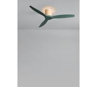 CREATE / WIND CALM CUSTOM RATTAN/Ventilateur de plafond en rotin clair avec pales en bois naturel de couleur sage vert et télécommande / 40W, Silencieux, Ø132 cm, 6 vitesses
