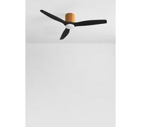 CREATE / WIND CALM CUSTOM WOVEN/Ventilateur de plafond avec lampe, câble ocre et ocre foncé, pales noires avec télécommande / 40W, Silencieux, fonction été-hiver, Ø132 cm, lampe LED 3 températures