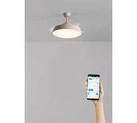 CREATE / WIND CLEAR CONTOUR/Ventilateur de plafond avec éclairage sable avec Wi-Fi et télécommande / 40 W, minuterie, Ø 107 cm, pales rétractables, 3 intensités lumineuses