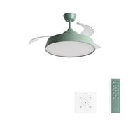 CREATE / WIND CLEAR CONTOUR/Ventilateur de plafond avec éclairage vert sauge avec contrôleur mural et télécommande / 40 W, minuterie, Ø 107 cm, pales rétractables, 3 intensités lumineuses