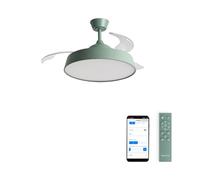 CREATE / WIND CLEAR CONTOUR/Ventilateur de plafond avec éclairage vert sauge avec Wi-Fi et télécommande / 40 W, minuterie, Ø 107 cm, pales rétractables, 3 intensités lumineuses