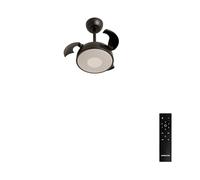 CREATE / WIND CLEAR CUP/Ventilateur de plafond avec lumière noir avec télécommande / 40W Silencieux Ø55 cm pales rétractables lumière LED 3 températures minuterie fonction été-hiver