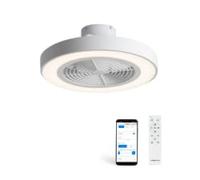 CREATE Wind Clear Easy S Ventilateur de plafond avec pales cachées blanc avec Wi-Fi et télécommande, 40 W, silencieux, Ø50 cm, lumière LED 3 températures, minuteur, fonction été/hiver