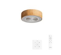 CREATE Wind Clear Easy S Ventilateur de plafond avec pales cachées en rotin avec contrôleur et télécommande, 40 W, silencieux, Ø50 cm, lumière LED 3 températures, minuteur, fonction été/hiver