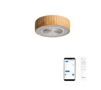 CREATE / WIND CLEAR EASY S/Ventilateur de plafond pales cachées rotin avec wifi et télécommande / 40W, Silencieux, Ø50 cm, lumière LED 3 temperatures, minuterie, fonction été-hiver