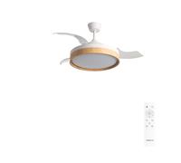 CREATE / WIND CLEAR EDGE / Ventilateur de plafond avec lumière blanche bois clair avec télécommande / 40 W, silencieux, Ø107 cm, 6 vitesses, pales rétractables, fonction été-hiver, lumière LED 3