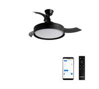 CREATE Wind Clear Edge Ventilateur de plafond avec lumière noire avec télécommande et Wi-Fi, 40 W, silencieux, Ø107 cm, 6 vitesses, pales rétractables, fonction été/hiver, lumière LED 3 températures