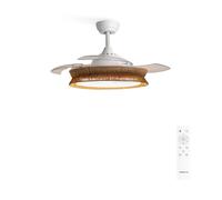 WIND CLEAR RATTAN - Ventilateur De Plafond Silencieux 40W Ø108cm Lames Rétractables Avec Éclairage LED De 36W Télécommande