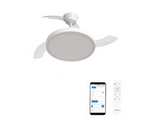 CREATE / WIND CLEAR STUDIO M/Ventilateur de plafond avec lumière blanc avec Wifi et télécommande / 40W, Ø108 cm, 6 vitesses, pales rétractables, 3 températures de lumière, fonction été-hiver
