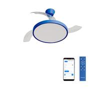 CREATE / WIND CLEAR STUDIO M/Ventilateur de plafond avec lumière bleu cobalt avec Wifi et télécommande / 40W, Ø108 cm, 6 vitesses, pales rétractables, 3 températures de lumière, fonction été-hiver