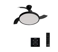 CREATE / WIND CLEAR STUDIO M/Ventilateur de plafond avec lumière noir avec commande murale et télécommande / 40W, Ø108 cm, 6 vitesses, pales rétractables, 3 températures de lumière