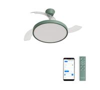 CREATE / WIND CLEAR STUDIO M/Ventilateur de plafond avec lumière vert sauge avec Wifi et télécommande / 40W, Ø108 cm, 6 vitesses, pales rétractables, 3 températures de lumière, fonction été-hiver