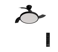 CREATE / WIND CLEAR STUDIO S/Ventilateur de plafond avec lumière noir avec télécommande / 40W, Ø 91 cm, 6 vitesses, pales rétractables, 3 températures de lumière, fonction été-hiver