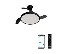 CREATE / WIND CLEAR STUDIO S/Ventilateur de plafond avec lumière noir avec Wifi et télécommande / 40W, Ø 91 cm, 6 vitesses, pales rétractables, 3 températures de lumière, fonction été-hiver