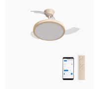 CREATE / WIND CLEAR STUDIO S/Ventilateur de plafond avec lumière sable avec Wifi et télécommande / 40W, Ø 91 cm, 6 vitesses, pales rétractables, 3 températures de lumière, fonction été-hiver