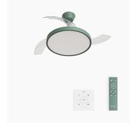 CREATE / WIND CLEAR STUDIO S/Ventilateur de plafond avec lumière vert sauge avec contrôleur mural et télécommande / 40W, Ø 91 cm, pales rétractables, 3 températures de lumière, fonction été-hiver