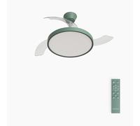 CREATE / WIND CLEAR STUDIO S/Ventilateur de plafond avec lumière vert sauge avec télécommande / 40W, Ø 91 cm, 6 vitesses, pales rétractables, 3 températures de lumière, fonction été-hiver