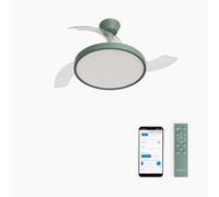 Ventilateur de plafond - WIND CLEAR STUDIO 40W silencieux avec pales rétractables et lumière LED - Vert Transparent G