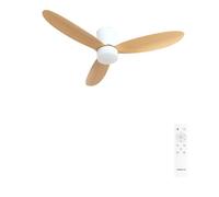 CREATE / WIND LITE/Ventilateur de plafond avec lumière en bois clair avec télécommande / 40W, Silencieux, Ø132 cm, 6 vitesses, programmable, fonction été-hiver, lumière LED 3 températures