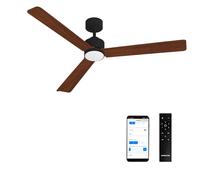 CREATE / WIND MODERN L/Ventilateur de plafond avec lumière noir bois sombre avec Wifi et télécommande / 40W, Lumière LED 3 températures, Ø152 cm, programmable, 6 vitesses, fonction été-hiver.