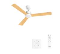 CREATE / WIND MODERN M/Ventilateur de plafond avec lumière blanc bois clair avec contrôleur mural et télécommande / 40W, Lumière LED 3 températures, Ø132 cm, 6 vitesses, fonction été-hiver.