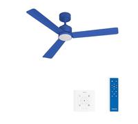 CREATE Wind Modern M/Ventilateur de plafond avec lumière bleue cobalt avec contrôleur mural et télécommande, 40 W, lumière LED 3 températures, Ø132 cm, programmable, 6 vitesses, fonction été/hiver