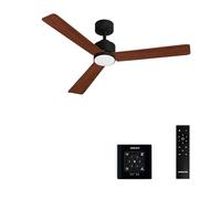 CREATE / WIND MODERN M/Ventilateur de plafond avec lumière noir bois sombre avec contrôleur mural et télécommande / 40W, Lumière LED 3 températures, Ø132 cm, 6 vitesses, fonction été-hiver.