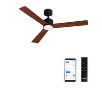 CREATE / WIND MODERN M/Ventilateur de plafond avec lumière noir bois sombre avec Wifi et télécommande / 40W, Lumière LED 3 températures, Ø132 cm, programmable, 6 vitesses, fonction été-hiver.