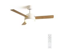 CREATE / WINDBALL/Ventilateur de plafond avec lumière et télécommande blanc / 40w, Silencieux, Ø112 cm, 6 vitesses, minuterie, moteur DC, pales réversibles