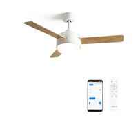 CREATE / WINDBALL/Ventilateur de plafond avec lumière, télécommande et Wifi blanc / 40w, Silencieux, Ø112 cm, 6 vitesses, minuterie, moteur DC, pales réversibles