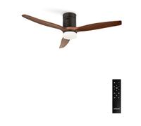 CREATE / WINDCALM M/Ventilateur de plafond ABS avec lumier noir pales effet bois foncé / 40W, Silencieux, Ø132 cm, 6 vitesses, minuterie, fonction été hiver