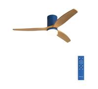 CREATE / WINDCALM M/Ventilateur de plafond ABS avec lumière bleu cobalt, pales effet bois clair et télécommande / 40W, Minuterie, Ø132 cm, 6 vitesses, 3 températures de lumière, fonction été-hiver