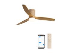 CREATE / WINDCALM M/Ventilateur de plafond ABS avec lumière sable, pales effet bois clair, avec WiFi et télécommande / 40W, Minuterie, Ø132 cm, 3 températures de lumière, fonction été-hiver