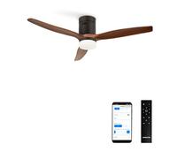 CREATE / WINDCALM M/Ventilateur de plafond ABS avec lumière Wifi et télécommande noir pales effet bois foncé / 40W, Silencieux, Ø132 cm, 6 vitesses, minuterie, été-hiver, double hauteur, moteur DC