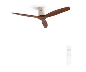 CREATE / WINDCALM M/Ventilateur de plafond ABS avec télécommande blanc pales effet bois foncé / 40W, Silencieux, Ø132 cm, 6 vitesses, minuterie, été-hiver, double hauteur