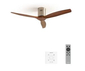 CREATE / WINDCALM M/Ventilateur de plafond ABS avec télécommande et contrôleur mural, niquel pales effet bois foncé / 40W, Silencieux, Ø132 cm, 6 vitesses, minuterie, fonction été hiver