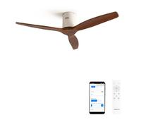 CREATE / WINDCALM M/Ventilateur de plafond ABS avec Wifi et télécommande blanc pales effet bois foncé / 40W, silencieux, Ø132 cm, 6 vitesses, minuterie 1 à 4 heures, fonction été-hiver