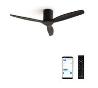 CREATE / WINDCALM M/Ventilateur de plafond ABS avec Wifi et télécommande noir / 40W, Silencieux, Ø132 cm, 6 vitesses, minuterie, été-hiver, double hauteur, moteur DC