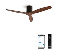 CREATE / WINDCALM M/Ventilateur de plafond ABS avec Wifi et télécommande noir pales effet bois foncé / 40W, Silencieux, Ø132 cm, 6 vitesses, minuterie, été-hiver, double hauteur, moteur DC