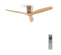 CREATE / WINDCALM M/Ventilateur de plafond ABS niquel pales effet bois clair/Silencieux, minuterie, Puissance, 40W, Ø132 cm