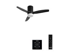 CREATE / WINDCALM NATURAL WOOD S/Ventilateur de plafond LED noir contrôleur mural et télécommande / 40W, Minuteur, Ø112 cm, 6 vitesses, 3 températures LED, fonction été-hiver