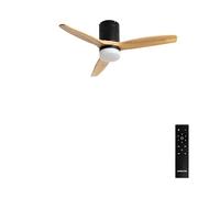 CREATE / WINDCALM NATURAL WOOD S/Ventilateur de plafond LED noir pales bois clair télécommande / 40W, Minuteur, Ø112 cm, 6 vitesses, 3 températures LED, fonction été-hiver