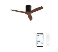 CREATE / WINDCALM NATURAL WOOD S/Ventilateur de plafond noir pales bois foncé Wifi et télécommande / 40W, Minuteur, Ø112 cm, 6 vitesses, 3 températures LED, fonction été-hiver