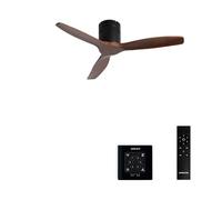 CREATE / WINDCALM NATURAL WOOD S/Ventilateur de plafond noir pales bois noyer contrôleur mural et télécommande / 40W, Minuteur, Ø112 cm, 3 températures LED, fonction été-hiver